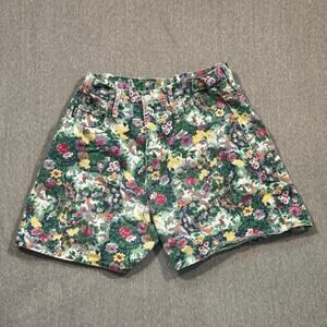 Vintage Bongo Floral Denim Shorts Womens 9 High Waisted Flower Print 90s